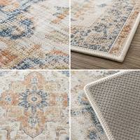 Tapis vintage persan à motifs médaillon bleu et orange, rétro, antidérapant, lavable, pour salon, chambre à coucher, tapis personnalisables OEM ODM