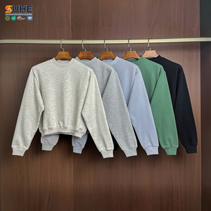 Sweat-shirt en molleton de coton pour femme SUHE, col rond, brodé, écologique, classique, manches longues, pull court, décontracté - Product Image 3