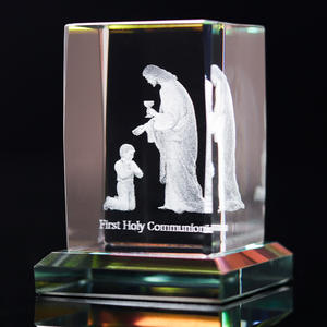 Factory Direct 3D Laser Engraved Crystal Ball Wood LED Base with Angel Cross Theme <strong>First</strong> <strong>Holy</strong> <strong>Communion</strong> Children's <strong>Gift</strong> - Product Image 6