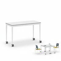 Table d'apprentissage mobile pour salle de classe, à double roulettes, avec barre de raccordement, en métal, modèle DAKE DK-1193