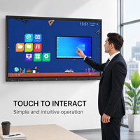 Tableau blanc interactif 4K de 65/75/86 pouces avec écran tactile, ordinateur pour salle de classe et réunions, sous Android 14, avec support mobile sur pied