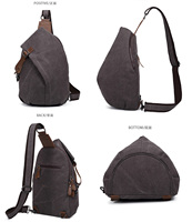 Sac de poitrine vintage en toile pour homme avec protection RFID, design imperméable et fermeture à glissière