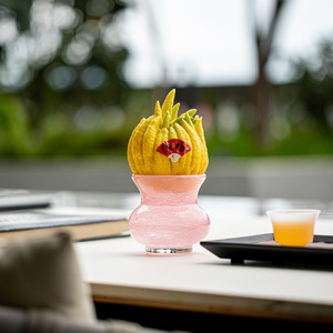 Vase en verre de style chinois pour citron hydroponique 'Main du Bouddha', seau à cendres pastel pour plantes vertes et fleurs de bureau - Product Image 3
