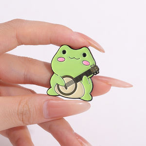 Grosir lucu katak Enamel pin kartun jamur musik katak bros ransel kerah lencana mode hadiah perhiasan - Product Image 4
