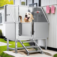 Station de bain professionnelle pour chiens en acier inoxydable 304 écologique 50L pour animaux de compagnie de grande et petite taille avec escalier gauche au sol