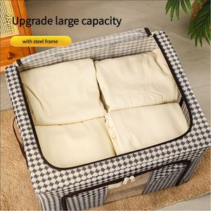 Houndstooth Wardrobe <b>Clothes</b> Organizer Bins Visual Windows Large Capacity Quilts Foldable Storage <b>Box</b> - Product Image 5