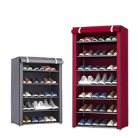 Meuble à chaussures autoportant 4/5/6/8 niveaux et organiseur, étagères à chaussures en tissu avec housse anti-poussière non tissée pour rangement de garde-robe (Design moderne)