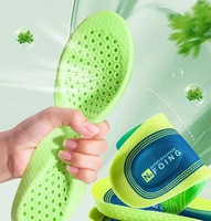Sol dalam sepatu olahraga unisex hijau, empuk, elastis, menyerap guncangan, meredakan tekanan, penyangga lengkung kaki, bernapas, terbuat dari PU, nyaman