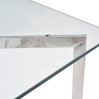 Table basse de salon en verre trempé carré simple italien de conception moderne classique d'acier inoxydable