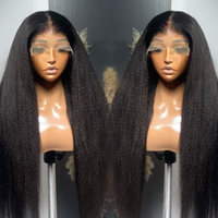 Wig Rambut Asli Manusia 250 Density Kinky Straight 13x6 13x4 HD Untuk Lace Frontal 30 Inch 360 Full Lace Front Wig Yaki Straight Tanpa Lem