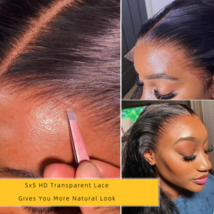 XBL vietnamiti 100% non trasformati <span class=keywords><strong>capelli</strong></span> umani riccioluti <span class=keywords><strong>parrucche</strong></span> 5x5 HD pizzo 300% densità anteriore corpo ondulato - Product Image 2