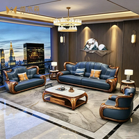 Neues chinesisch-inspiriertes U-förmiges modulares Villen-Sofa-Set aus Ebenholz und Echtleder im minimalistischen europäischen Design für luxuriöse Wohnzimmer