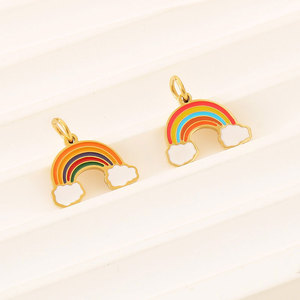 Custom DIY 14k 18k PVD Gold Plated Jewelry 316L Stainless Steel <b>Bracelet</b> Kawaii Bulk <b>Rainbow</b> Charms for <b>Bracelet</b> Necklace - Product Image 1