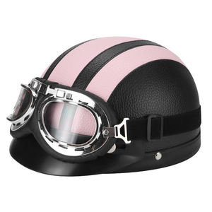 Skuter Listrik Retro Model Empat Musim Tipe Lingkaran Tanpa Slot 4-Suspensi Ringan Helm Setengah Kulit Keselamatan Bersepeda - Product Image 4