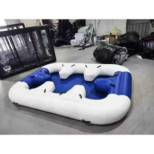 Matelas d'eau gonflable blanc et bleu d'île flottante de bâche de PVC durable de 0.9mm avec le siège et la boisson tient pour l'adulte - Product Image 3