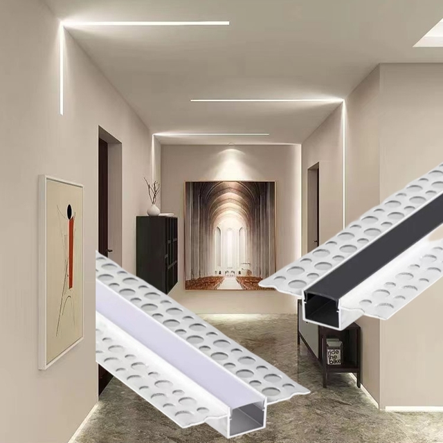 Hot Sale Gypsum Hide Led Strip Aluminium Profile Light Plaster-in Recessed Slim Drywall LED Diffuser Channel Sliver Black