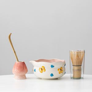 Ceramic Eco-Friendly Durable Pink Matcha Bowl Chawan Japandi Durable Ceramic Pink Flower MATCHA Coffee & <b>Tea</b> <b>Set</b> Matcha Tools - Product Image 4