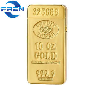 Accendino Elettrico Ricaricabile USB FREN FR-689 Antivento in Lega di Zinco con Doppio Arco a Barra d'Oro, Ecologico, con Fascio a X, Campione Gratuito - Product Image 1