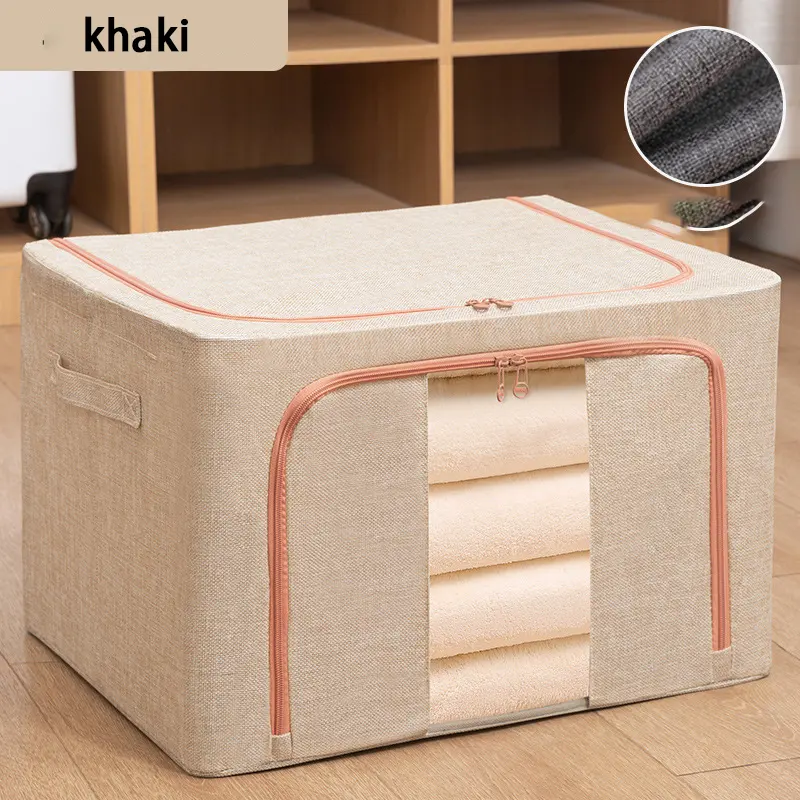 Bolsa plegable con cremallera para ropa, contenedor de almacenamiento y organización del hogar con tapa