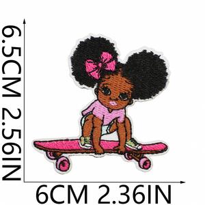 Patchs brodés thermocollants écologiques pour bébés, motif petite fille noire mignonne, Jour de l'Indépendance, pour la décoration des vêtements de bébé - Product Image 4