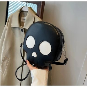 Halloween Decoração Sacos Mulheres Moda PU Couro Caveira Em Forma De Fantasma Rodada Crossbody Bags