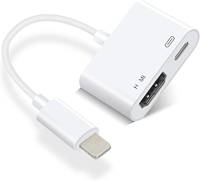 Kabel konektor layar sinkronisasi H-D-MI Video HD 1080P adaptor AV Digital Ligh tning ke H-D-MI dengan Port pengisian daya