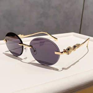 Gafas de Sol Ovaladas sin Montura, Lentes Degradadas, Protección UV400, Estilo Retro, Unisex, para Adultos, Moda para Exteriores - Product Image 3