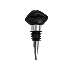 Black Lip Wine Stopper Aluminum Alloy Silver Color For Red Wine Bottle Spirits Glass Bottle Stoppers - Product Image 1