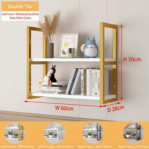 Floating <b>Wall</b> <b>Shelf</b>, Metal Frame Open Display <b>Shelf</b>, Multi-Tier <b>Wall</b> Mounted Storage Rack for Makeup, Nail Polish, Beauty Salon - Product Image 2