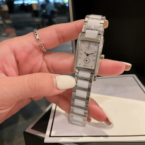 Women's <b>Rectangular</b> with Diamond Bezel Mother of Pearl Dial and Stainless Steel Bracelet for Elegant Wear Longinesing - Product Image 3