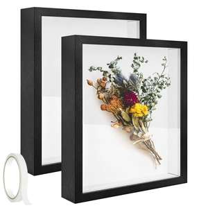 14 x14 אינץ עץ שחור תיבת צל תיבת תצוגה גדולה של מסגרת עבור קיר אמנות תמונות כרטיסי פרחים תיבת פרחים ללא <span class=keywords><strong>plexiglass</strong></span> - Product Image 1