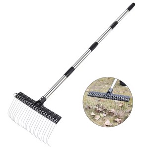 Râteau multifonction en fil d'acier pour jardin, désherbage des feuilles et débris, outils manuels de jardinage, nivellement de pelouse - Product Image 1