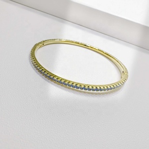 ขายส่งพลอย925เงินสเตอร์ลิงกำไลหนาๆแบบเรียบง่ายเครื่องประดับสแต็กที่ดีกำไลเซอร์คอนหลากสีกำไลชุบทอง - Product Image 2