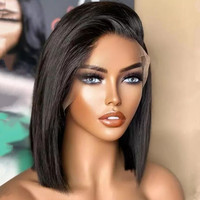 Perruque en Dentelle Frontale 13*4 et Closure 4*4 Bob Naturel Brésilien avec Bonnet en Dentelle HD, Style Droit, Extension de Cheveux Humains de Haute Qualité