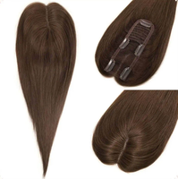 Extensions capillaires russes vierges pour femmes, texture lisse, 2x6 pouces, avec dentelle frontale, nœuds simples, à clipser