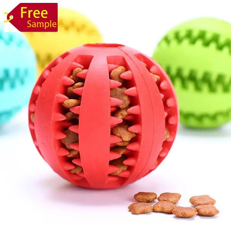 Pet toy durable soft rubber ball chew toys tooth cleaning leakage food dog toys