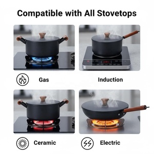 <span class=keywords><strong>Ensemble</strong></span> de casseroles en fonte avec poignée en bois, 3 pièces, poêle ronde et plat, <span class=keywords><strong>ensemble</strong></span> de casseroles antiadhésives - Product Image 4
