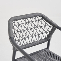 Chaise de patio extérieure tissée de luxe moderne, en aluminium gris, empilable, pour restaurant, salle à manger et salon
