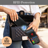 Dompet Wanita JIANJI Slim Panjang Anti RFID dengan Kancing, Lapisan Nilon, Kulit PU, Model Bidold, Tempat Kartu Kredit Multifungsi
