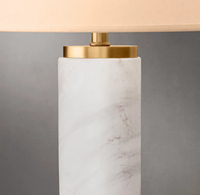 Lampe de table élégante et écologique en laiton avec base en marbre veiné naturel, flexible et simple, avec ampoule LED E26, lampe de console moderne pour chambre à coucher