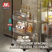 Haixing Vente chaude Étagère de rangement utilitaire pour cuisine domestique, support transparent en PET, chariot de rangement, étagère de rangement en plastique avec roulettes
