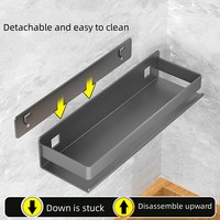 Support de douche mural en acier inoxydable sans perçage support de salle de bain support de rangement amovible cuisine salle de bain
