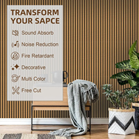 Panneau mural acoustique décoratif moderne en MDF, lattes en bois courbées en noyer, isolation phonique flexible pour la maison