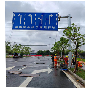 Tanda lalu lintas jalan aluminium Led biru lalu lintas dan keselamatan tanda kontrol lalu lintas peringatan jalan raya - Product Image 3