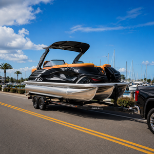 <span class=keywords><strong>Bateau</strong></span> ponton <span class=keywords><strong>de</strong></span> pêche en aluminium CE ISO 22 pieds, 12 personnes, 200 CV hors-bord, échelle <span class=keywords><strong>de</strong></span> bain, remorque <span class=keywords><strong>moteur</strong></span> en option, familial en haute mer - Product Image 1