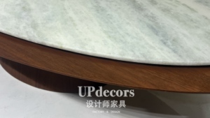 Factory Direct Sell Brown Wooden Frame Coffee <b>Table</b> Modern Living Room Oval Decoration <b>Marble</b> <b>Top</b> <b>Table</b> Coffee <b>Table</b> Oval - Product Image 2