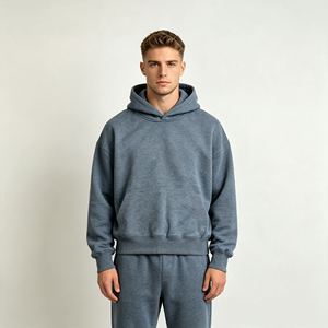 Polyester/Cotton Breathable Eco-Friendly Hoodies <b>Set</b> Thick Fleece Heavy Weight Oversized Custom Print Logo Men's Sweatshirts - Product Image 5