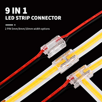 Connecteur LED rapide 9-en-1 pour bande LED, 2, 3, 4, 5, 6 broches, sans soudure, type Hippo, 8mm, 10mm, transparent, sans interstice, pour raccordement d'angle