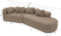 Sofá Moderno Sin Estructura, Tipo Nube, Completamente Ensamblado, Sofá Curvo Largo, Chaise Longue, Sofás Tapizados Grandes y Comprimidos para el Hogar