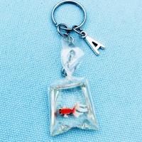 Pendentif poisson en or mignon, sac d'eau poisson en or porte-clés Aquarium poisson rouge porte-clés charme